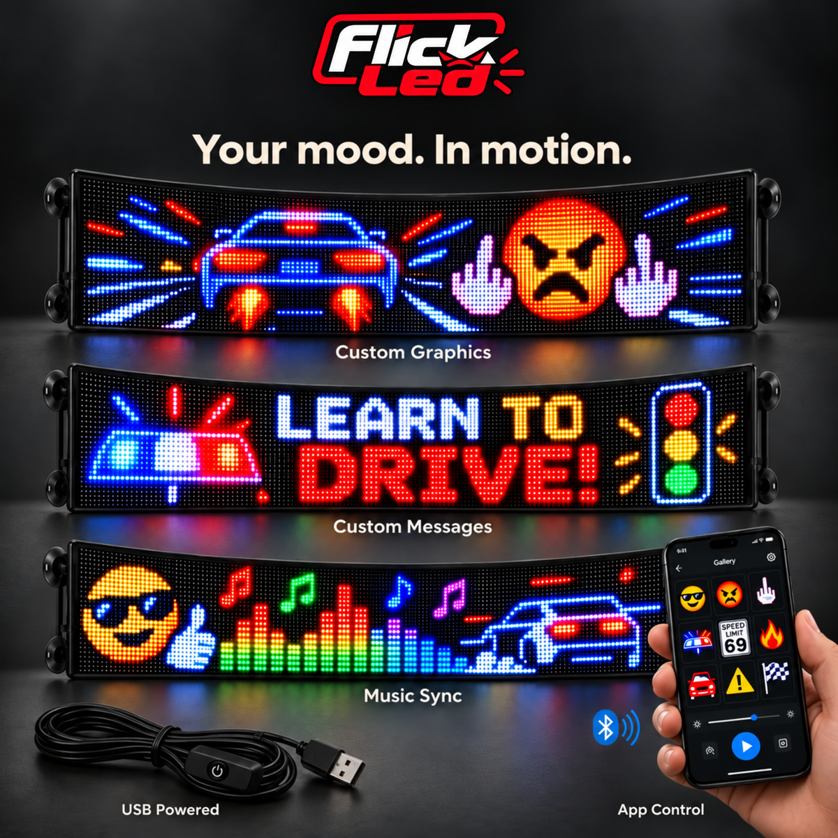 Flick LED™ Car Display
